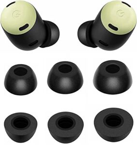 alxcd foam eartips compatible with google pixel buds pro earbuds, s/m/l 3 sizes 3 pairs soft memory foam earbuds tips foam ear tips, compatible with pixel buds pro, sml black