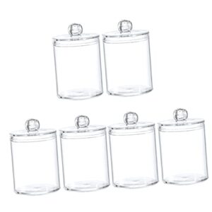 veemoon 6 pcs swab swabs salts round holder tip rounds gauze floss organization container clear acrylic sundries organizer organizers q bathroom canister ball convenient home dispenser