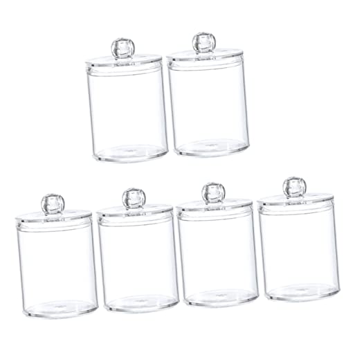 Veemoon 6 pcs Swab Swabs Salts Round Holder Tip Rounds Gauze Floss Organization Container Clear Acrylic Sundries Organizer Organizers Q Bathroom Canister Ball Convenient Home Dispenser