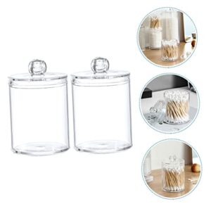 Veemoon 6 pcs Swab Swabs Salts Round Holder Tip Rounds Gauze Floss Organization Container Clear Acrylic Sundries Organizer Organizers Q Bathroom Canister Ball Convenient Home Dispenser