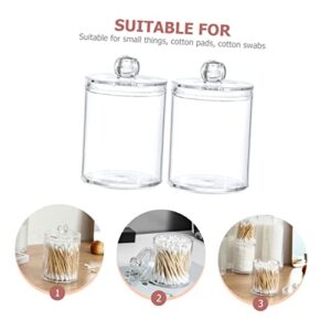 Veemoon 6 pcs Swab Swabs Salts Round Holder Tip Rounds Gauze Floss Organization Container Clear Acrylic Sundries Organizer Organizers Q Bathroom Canister Ball Convenient Home Dispenser