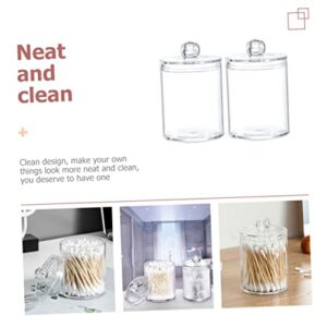 Veemoon 6 pcs Swab Swabs Salts Round Holder Tip Rounds Gauze Floss Organization Container Clear Acrylic Sundries Organizer Organizers Q Bathroom Canister Ball Convenient Home Dispenser