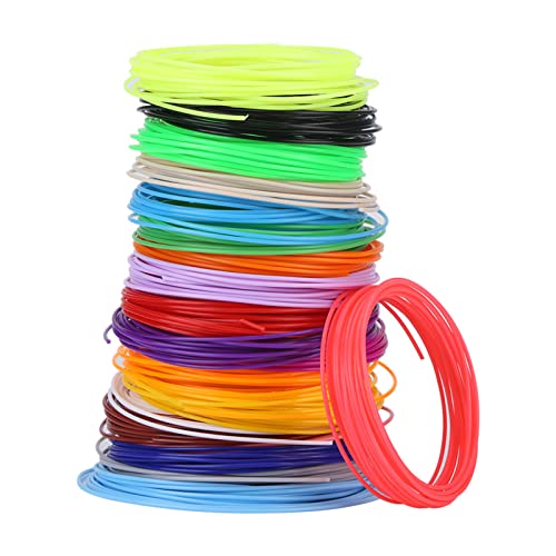 20 Pcs 3D Printer Filaments, 20 Colors 1.75mm PCL Pen Filament Refills for Printer Printing Pen Low Temperature