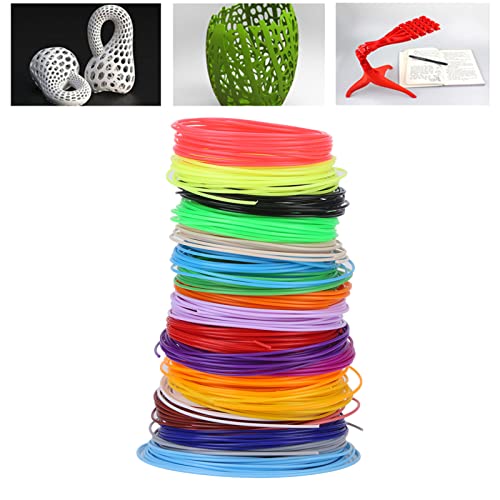 20 Pcs 3D Printer Filaments, 20 Colors 1.75mm PCL Pen Filament Refills for Printer Printing Pen Low Temperature