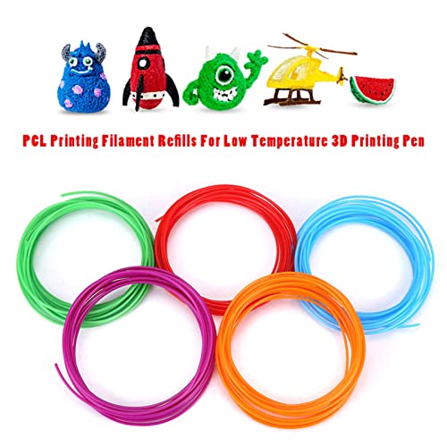 20 Pcs 3D Printer Filaments, 20 Colors 1.75mm PCL Pen Filament Refills for Printer Printing Pen Low Temperature