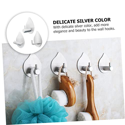 PLAFOPE Towel Robe 3pcs Heavy Adhesive Hook Steel Mount Hooks Sticky Towel for Bathroom Teardrop Wall Key Seamless Rack Hardware Stainless Kitchen on Coat Single Hanger Hanging Utility Metal Hangers