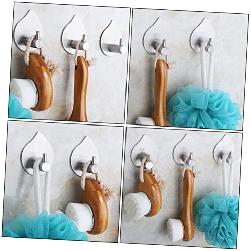 PLAFOPE Towel Robe 3pcs Heavy Adhesive Hook Steel Mount Hooks Sticky Towel for Bathroom Teardrop Wall Key Seamless Rack Hardware Stainless Kitchen on Coat Single Hanger Hanging Utility Metal Hangers