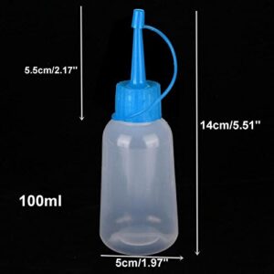 MinLia Plastic Clear Tip Applicator Bottle Squeeze Bottle, Refillable Storage Bottle with Cap Kitchen Supplies Gadget(blue)