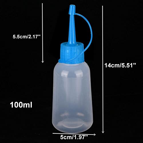 MinLia Plastic Clear Tip Applicator Bottle Squeeze Bottle, Refillable Storage Bottle with Cap Kitchen Supplies Gadget(blue)