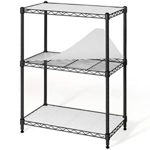 fencer wire nsf adjustable height wire shelving unit w/liner, basement storage shelving, metal steel storage shelves, kitchen, garage shelving storage organizer, utility shelf, 3-tier w/liners