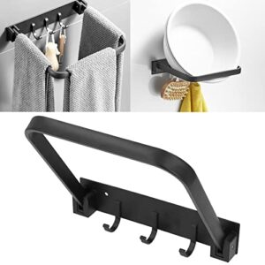 VTOSEN Washbasin Storage Rack, Wall Mounted Clothes Drying Rack, Multifunctional Washbasin Rack Shelf, with Hook for Bathroom Kitchen (Black)