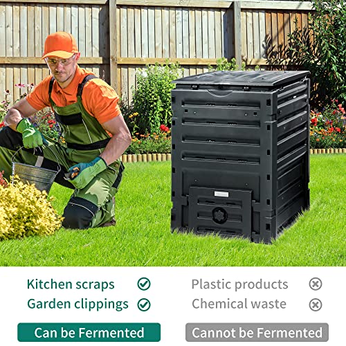 YITAHOME 120 Gallon (450L) Large Outdoor Compost Bin, Composter Box with Snap-on Top Lid and Aeration System, Lightweight Garden Compost Barrel Tumbler, Easy Assembly, BPA Free