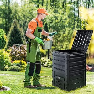 YITAHOME 120 Gallon (450L) Large Outdoor Compost Bin, Composter Box with Snap-on Top Lid and Aeration System, Lightweight Garden Compost Barrel Tumbler, Easy Assembly, BPA Free
