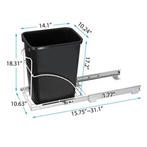 F2C 7.6 Gallon Pull Out Trash Garbage Can Roll-Out Sliding Rack Recycling Waste Bins Container Under Cabinet Sink/Panty for Kitchen Home, Black