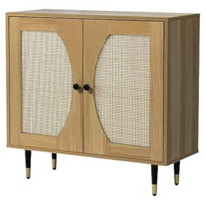 4ever2buy rattan buffet cabinet sideboard with storage, kitchen accent cabinet with woven natural rattan doors, entryway cabinet with adjustable shelves，console tables for living bedroom dining room