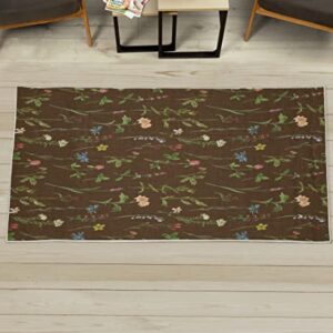 Ambesonne Floral Decorative Rug, Spring Season Themed Watercolors Painting of Herbs Flowers Botany Garden Art, Quality Carpet for Bedroom Dorm and Living Room, 2' 3" X 3' 9", Lime Green