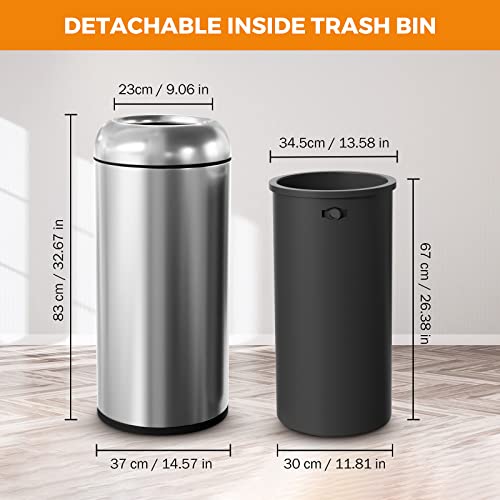 BEAMNOVA Bundle Metallic 15 x 31.5 in + Gold 9.8 * 24 in Trash Can Outdoor Indoor Garbage Enclosure with Lid Inside Barrel Stainless Steel Industrial Waste Container