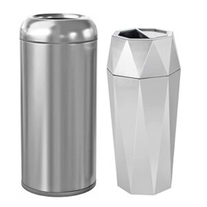 beamnova bundle metallic 15 x 31.5 in + metallic diamond-shape 12 * 28 in commercial stainless steel trash can outdoor indoor garbage enclosure with lid inside barrel heavy duty waste container