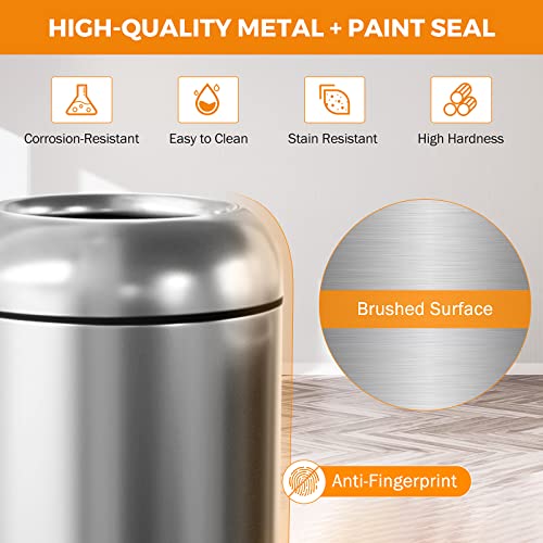 BEAMNOVA Bundle Metallic 15 x 31.5 in + Metallic Diamond-Shape 12 * 28 in Commercial Stainless Steel Trash Can Outdoor Indoor Garbage Enclosure with Lid Inside Barrel Heavy Duty Waste Container