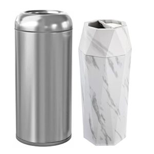 beamnova bundle metallic 15 x 31.5 in + white marbling diamond-shape 12 * 28 in commercial stainless steel trash can outdoor indoor garbage enclosure with lid inside barrel heavy duty waste container