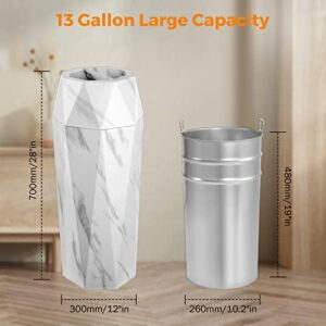 BEAMNOVA Bundle Metallic 15 x 31.5 in + White Marbling Diamond-Shape 12 * 28 in Commercial Stainless Steel Trash Can Outdoor Indoor Garbage Enclosure with Lid Inside Barrel Heavy Duty Waste Container