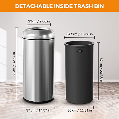 BEAMNOVA Bundle Metallic 15 x 31.5 in + White Marbling Diamond-Shape 12 * 28 in Commercial Stainless Steel Trash Can Outdoor Indoor Garbage Enclosure with Lid Inside Barrel Heavy Duty Waste Container