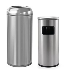 beamnova bundle metallic 15 x 31.5 in + metallic 12.4 * 27 in commercial stainless steel trash can garbage enclosure with lid inside barrel heavy duty waste container