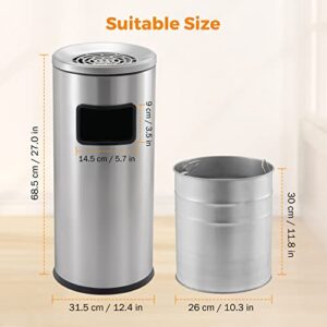 BEAMNOVA Bundle Metallic 15 x 31.5 in + Metallic 12.4 * 27 in Commercial Stainless Steel Trash Can Garbage Enclosure with Lid Inside Barrel Heavy Duty Waste Container