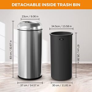 BEAMNOVA Bundle Metallic 15 x 31.5 in + Metallic 12.4 * 27 in Commercial Stainless Steel Trash Can Garbage Enclosure with Lid Inside Barrel Heavy Duty Waste Container
