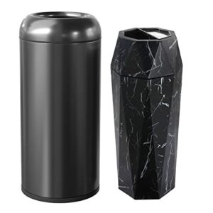 beamnova bundle black 15 x 31.5 in + black marbling 12 * 28 in diamond-shape commercial stainless steel trash can with lid garbage enclosure inside barrel heavy duty waste container