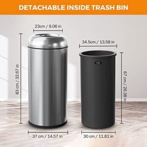 BEAMNOVA Bundle Black 15 x 31.5 in + Black Marbling 12 * 28 in Diamond-Shape Commercial Stainless Steel Trash Can with Lid Garbage Enclosure Inside Barrel Heavy Duty Waste Container