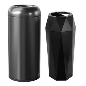 beamnova bundle black 15 x 31.5 in + black 12 * 28 in diamond-shape commercial stainless steel trash can with lid garbage enclosure inside barrel heavy duty waste container