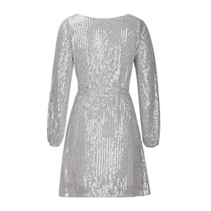 Summer Dress, Black Long Sleeve Dress Women Plus Size Dress for with Pockets Women's Fashion Loose Straight Sequin Glitter Dress Party Beaded Dress The Little Dress Sleeveless (M, Silver)