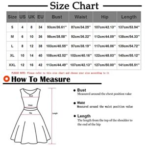 Bodycon Dresses for Women, Semi Formal Dresses Short Women Maxi Dress Large Women's Casual Printing Big Hem Dresswave Round Neck Sleeveless Long Dress Size 8 Dresses with Pockets (L, White)