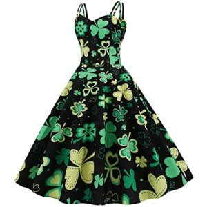 Long Sleeve Black Dress, Ruffle Dress Prairie Women, Women's Dinner Dresses Casual St Patricks Day Fancy V-Neck Suspenders Sleeveless Dress Green Irish Lady Wrap Mini Dress Plus (L, Yellow)