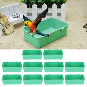 leftwei 10pcs bird food water feeder, bird seed food feeding watering dish cups plastic hanging bowl trough bird bathtub accessories for poultry parrot pigeon parakeet budgie cage