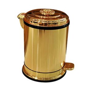 WPYYI Golden Pedal Metal Trash Can Upscale Hotel Villa Kitchen Living Room Bathroom Covered Garbage Storage Bucket Dustbin ( Size : 10L )