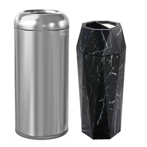beamnova bundle metallic 15 x 31.5 in + black marbling 12 * 28 in commercial stainless steel trash can outdoor indoor garbage enclosure with lid inside barrel heavy duty industrial waste container
