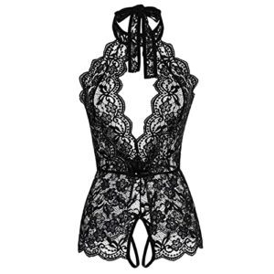 NOLDARES Lingerie for Women Lace Backless Sexy Lingerie for Women See Through Nightwear Sexy Chemise Nightie Bodysuits