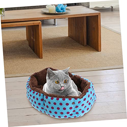 balacoo Puppy Pets Puppy for House Animal Dog Mat Random Warm Round Color Pet Blue S Winter Warming Size Plush Kennel Dot Shaped Cotton Sleeping Polka Cat Cushion Supplies Rabbit Stuffed Plushy