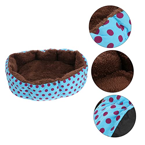 balacoo Puppy Pets Puppy for House Animal Dog Mat Random Warm Round Color Pet Blue S Winter Warming Size Plush Kennel Dot Shaped Cotton Sleeping Polka Cat Cushion Supplies Rabbit Stuffed Plushy