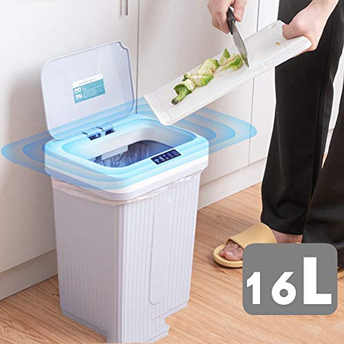 WPYYI 16L Smart Automatic Sensor Dustbin Trash Can USB Rechargeable Induction Waste Bin Rubbish Can Home Living Room Garbage Bucket ( Color : Black )