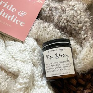 A Scent Story Candles, Mr. Darcy, Pride & Prejudice Themed, Scented Candle, Candle Gift, Bookish Candle, Quote Candle, Valentine's Day, Gift for Mom/Wife