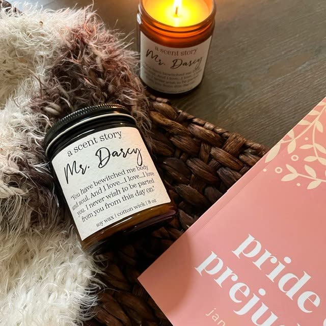 A Scent Story Candles, Mr. Darcy, Pride & Prejudice Themed, Scented Candle, Candle Gift, Bookish Candle, Quote Candle, Valentine's Day, Gift for Mom/Wife