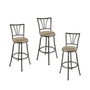 Cheyenne Stetson Adjustable Height Swivel Metal, Set of 3, Tan Barstool