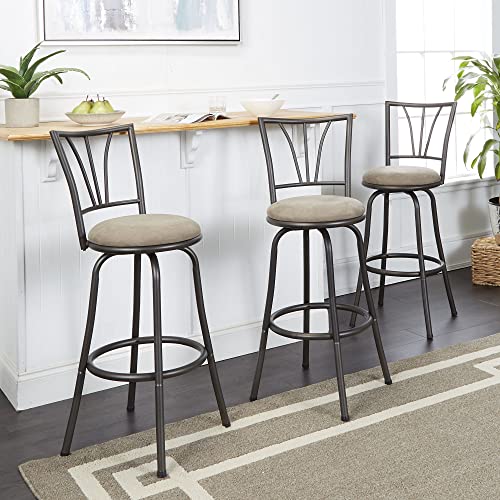 Cheyenne Stetson Adjustable Height Swivel Metal, Set of 3, Tan Barstool