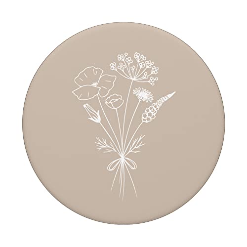 Tan Sand Beige - Wildflower Floral Flower Design Feminine PopSockets Swappable PopGrip