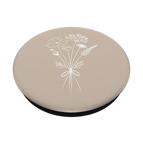 Tan Sand Beige - Wildflower Floral Flower Design Feminine PopSockets Swappable PopGrip