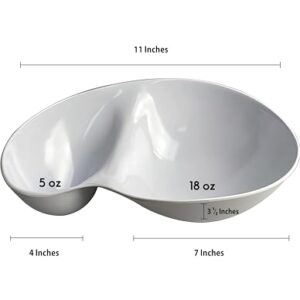 Chip and Dip Serving Set Melamine Tray Divided Platters (White)