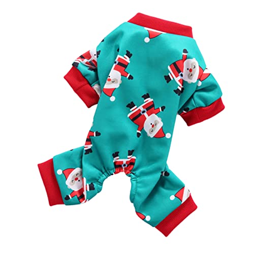 and Home Party M Kitten Cats Creative Xmas for Sdz Shirts Santa Christmas Decor Cat Claus Jumpsuit Pajamas Dogs Pet Dog Holiday Green Puppy Comfortable Size Costume Clothes Outfit